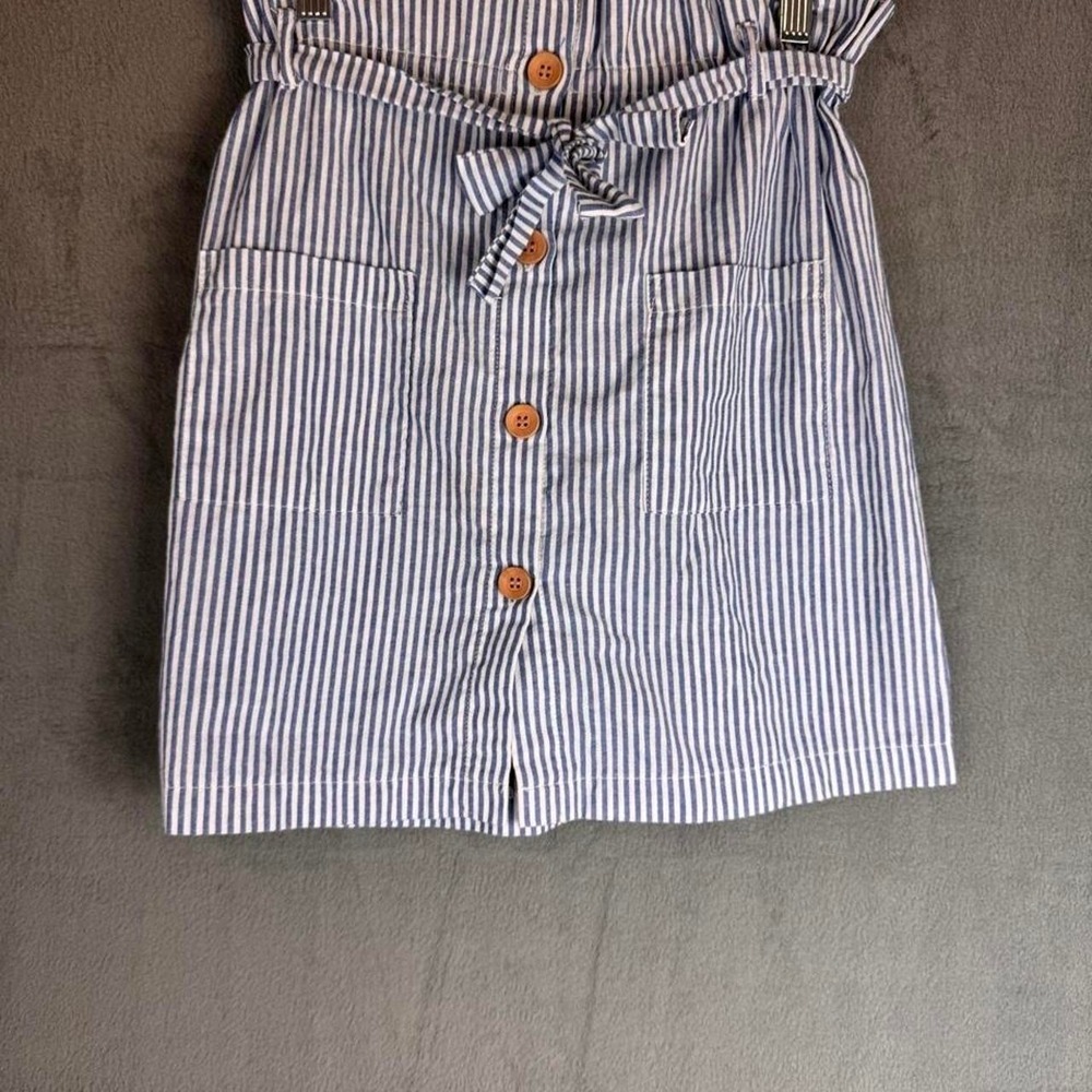 Rare Editions Striped Paperbag Waist Skirt Girls 8 Button Front